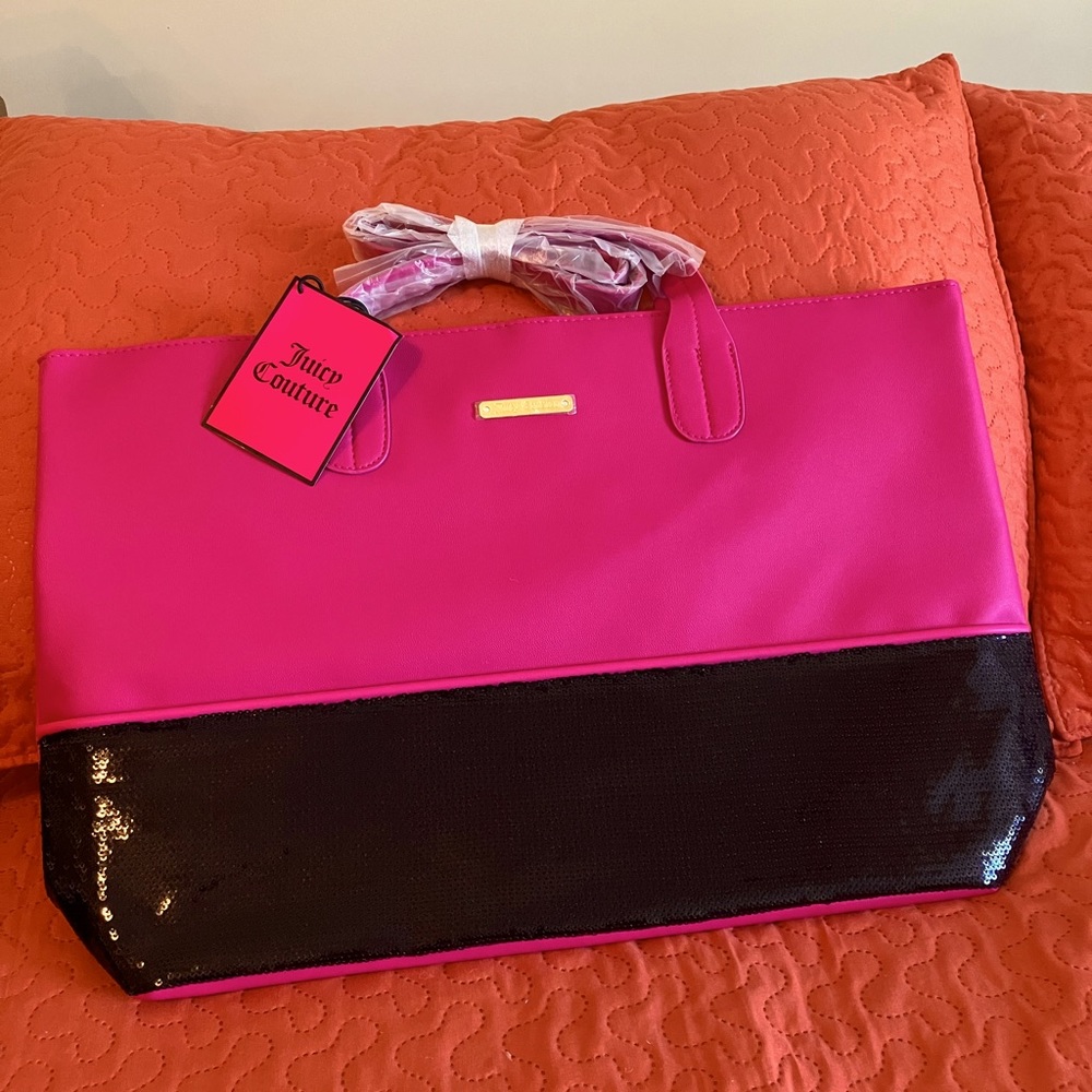 Juicy Couture Tote Hot Pink Black Sequins NWT
